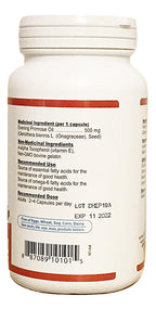 Side view of Nutridom Evening Primrose Oil packaging highlighting the ten percent Gamma Linolenic Acid content.