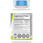 Tnvitamins Psyllium Husk Capsules 1700mg supplement facts label