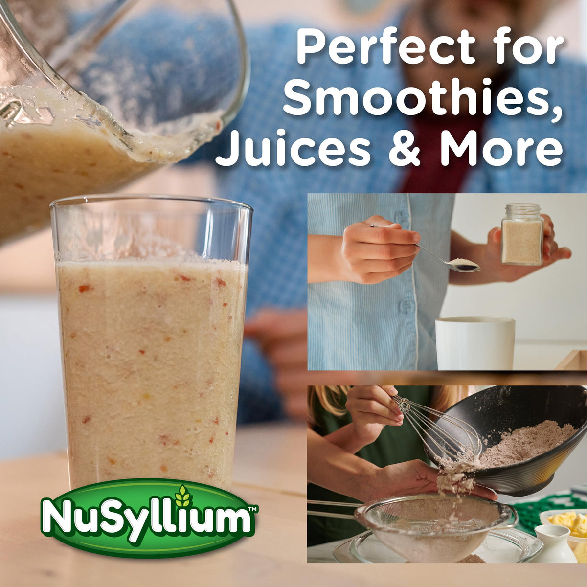Detailed product packaging of NuSyllium unflavored fiber supplement