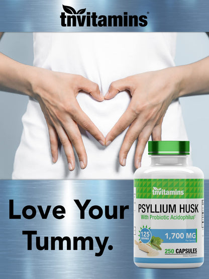 Side profile of Tnvitamins Psyllium Husk Capsules bottle