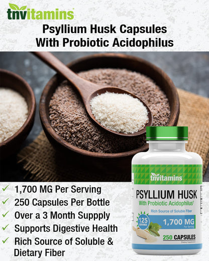 Tnvitamins Psyllium Husk Capsules daily fiber support
