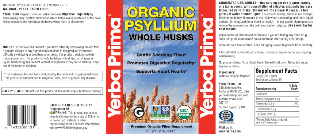 Close up of Yerba Prima whole psyllium husks texture