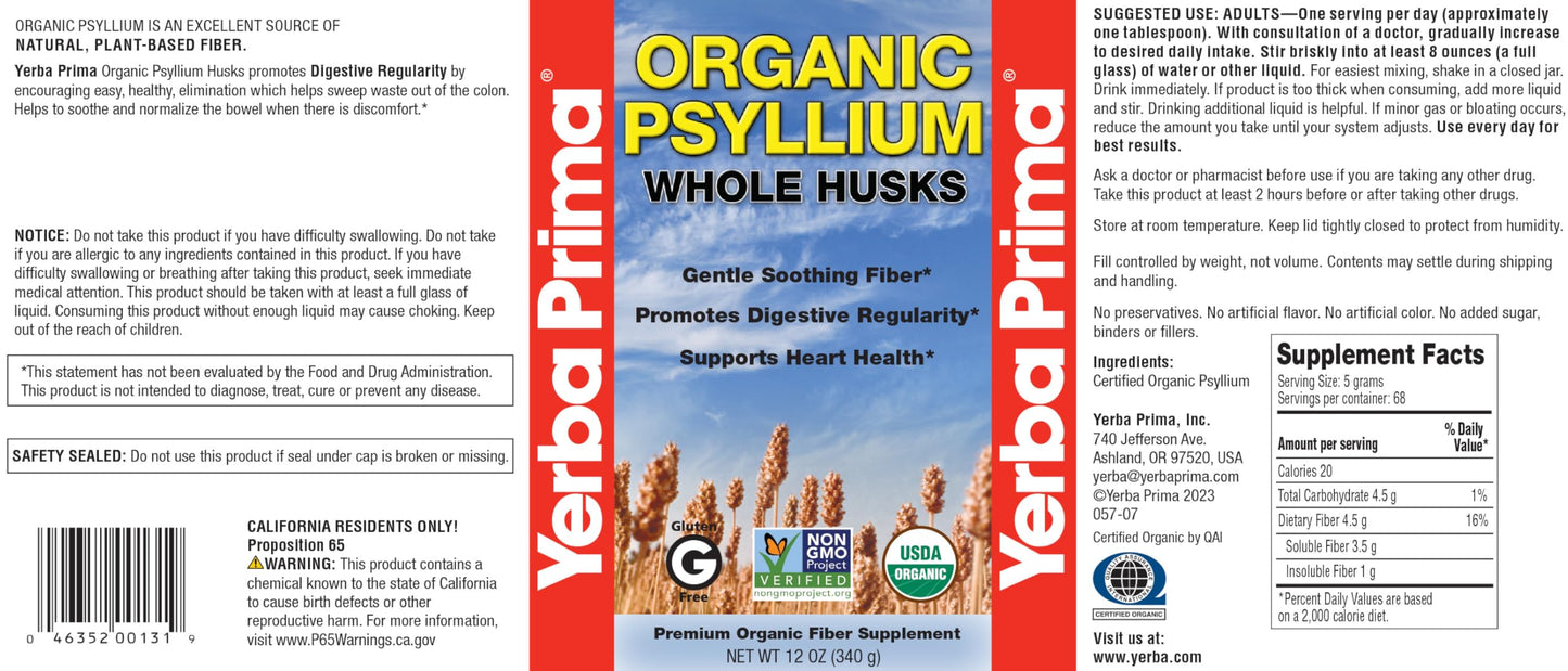 Close up of Yerba Prima whole psyllium husks texture