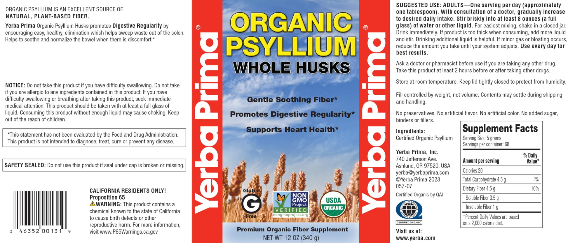 Close up of Yerba Prima whole psyllium husks texture