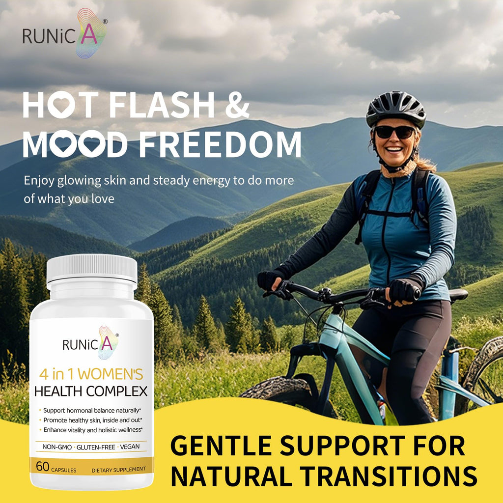 RUNICA non GMO gluten free hormone stabilization capsules close up view