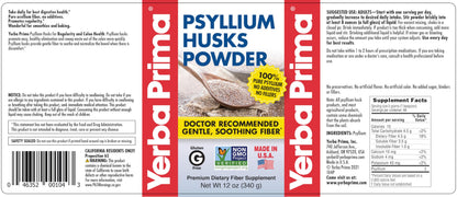 Yerba Prima natural fiber supplement packaging side view