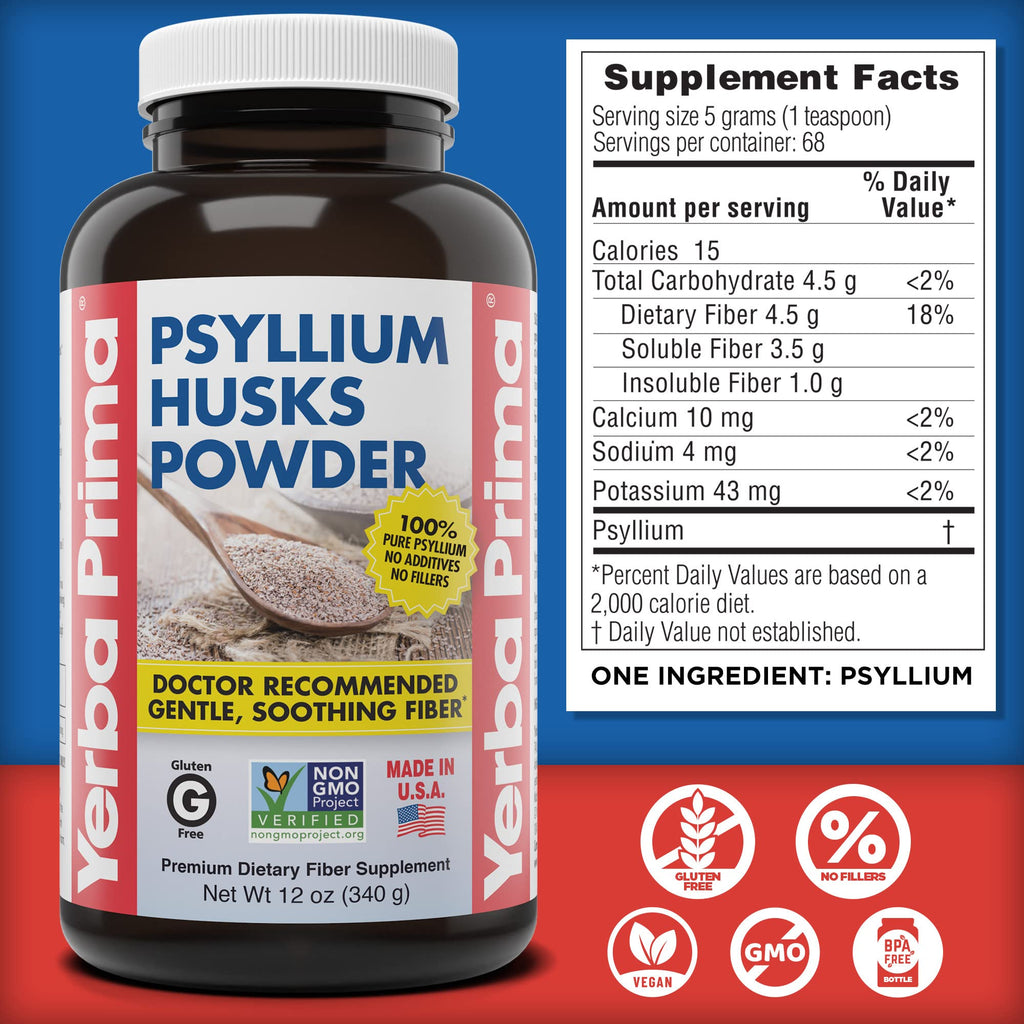 Yerba Prima Psyllium Husks Powder texture in a bowl