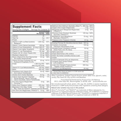 Protocol For Life Balance Ortho Multi For Women supplement facts and ingredients label