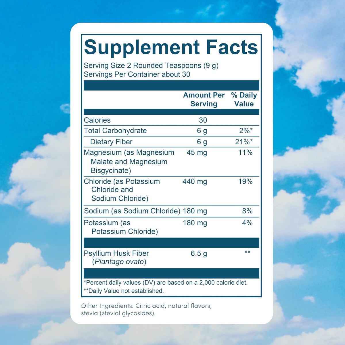 Serving size scoop of Bio.me Psyllium Husk Fiber supplement