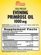 Sundance Vitamins cold pressed evening primrose oil capsules dietary supplement nutrition label