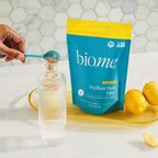 Side profile of Bio.me Psyllium Husk Fiber 9.5 ounce pouch