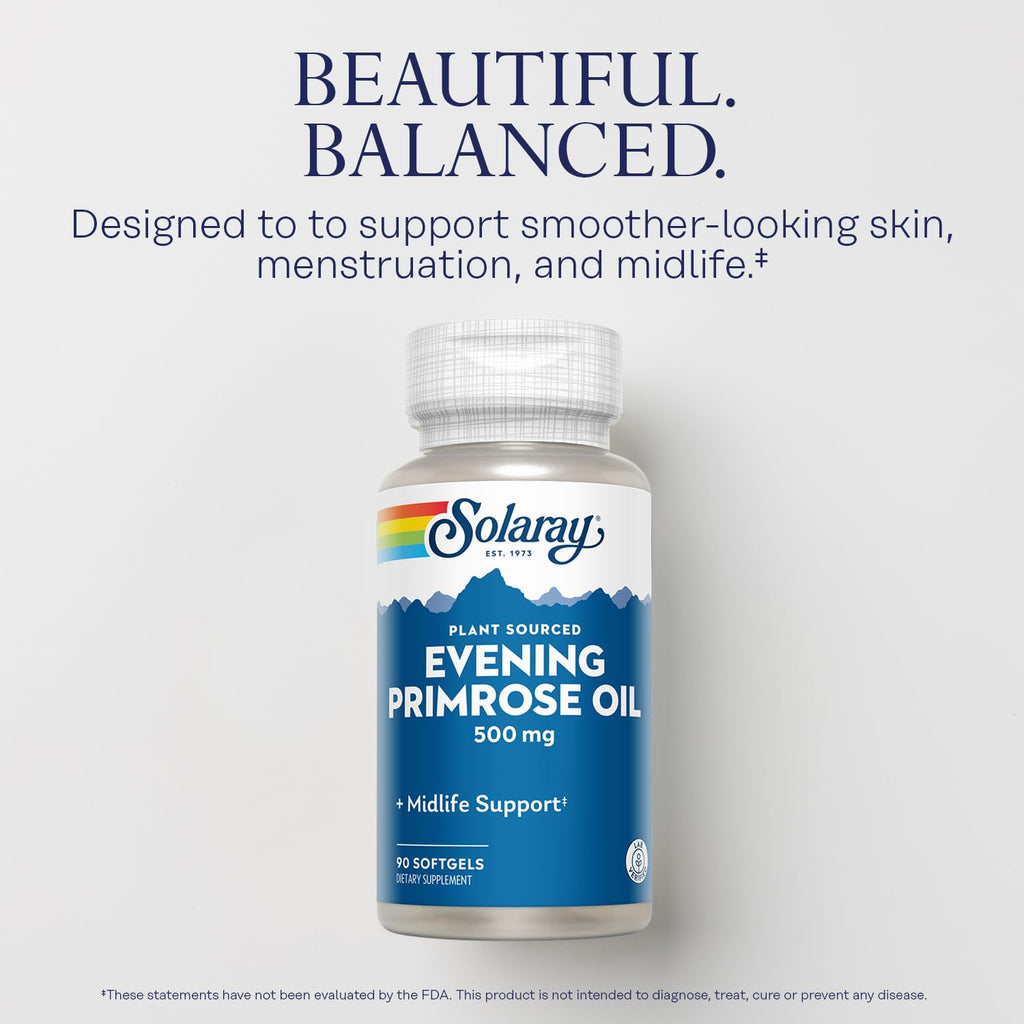 Cold pressed solvent free evening primrose oil supplement for women wellness