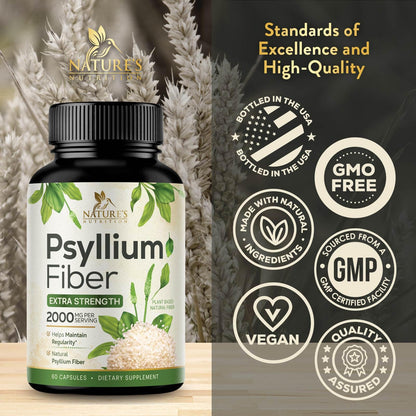 Nature Nutrition 2000mg psyllium husk supplement side view