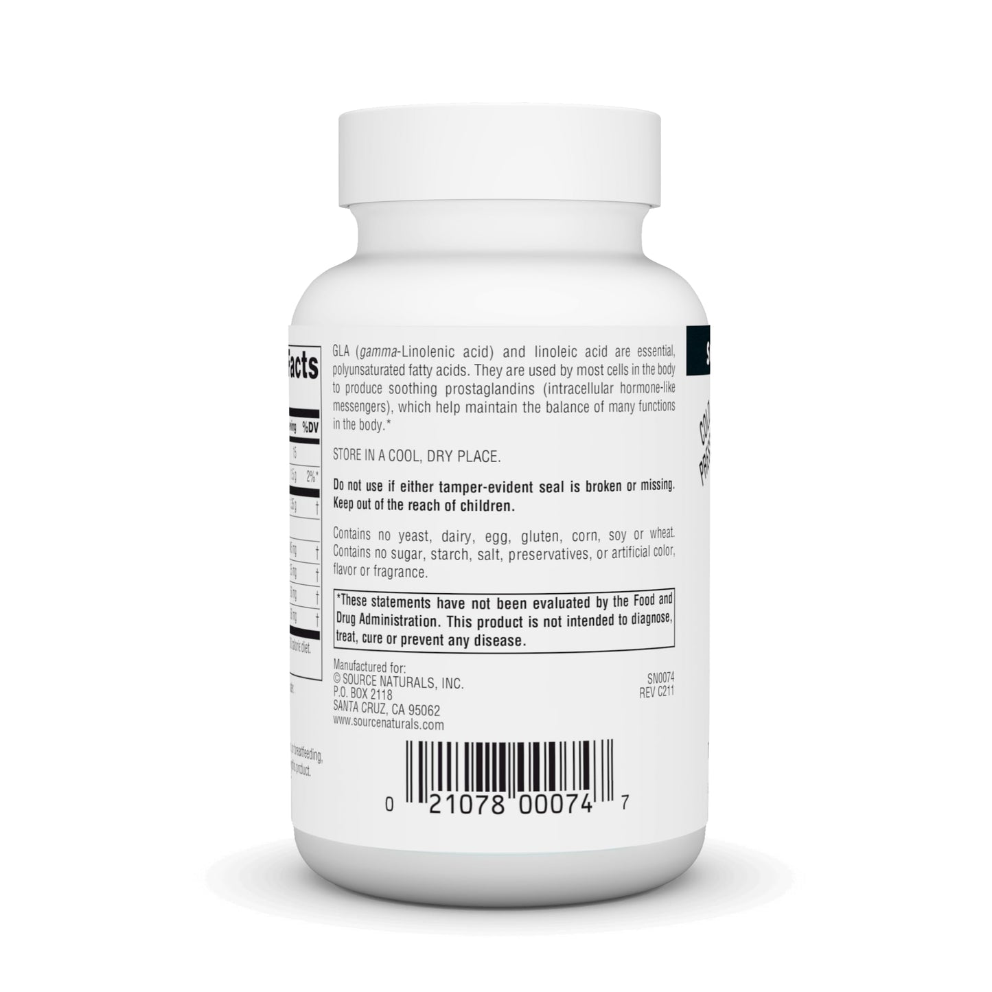 Cold pressed hexane free evening primrose oil capsule showing golden clarity