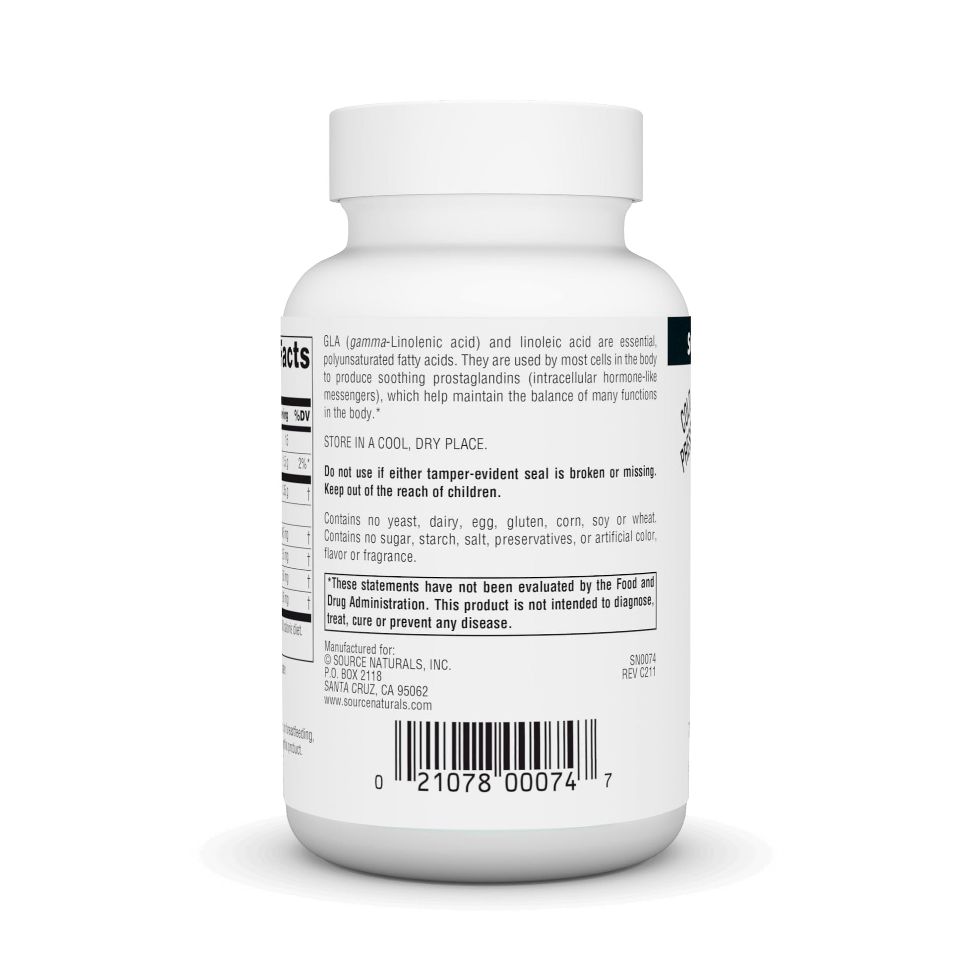 Cold pressed hexane free evening primrose oil capsule showing golden clarity