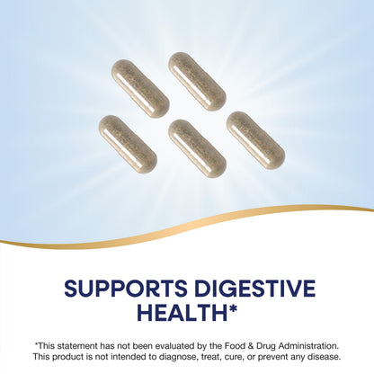 Side profile of Nature's Way Fiber Fusion Daily showcasing the official clay free vegetarian certification icons.