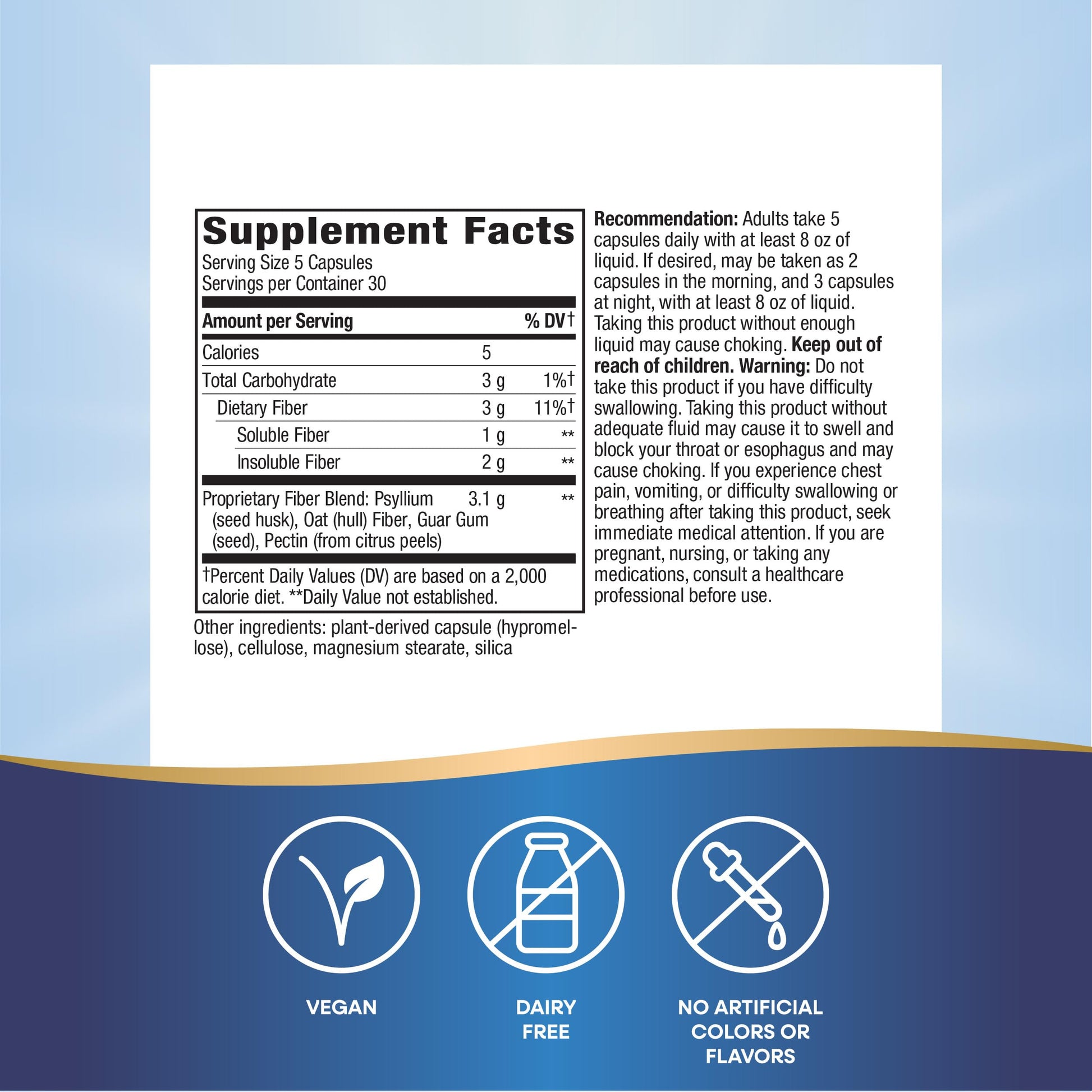 Close up view of the plant derived vegetarian capsules inside the Nature's Way Fiber Fusion packaging.