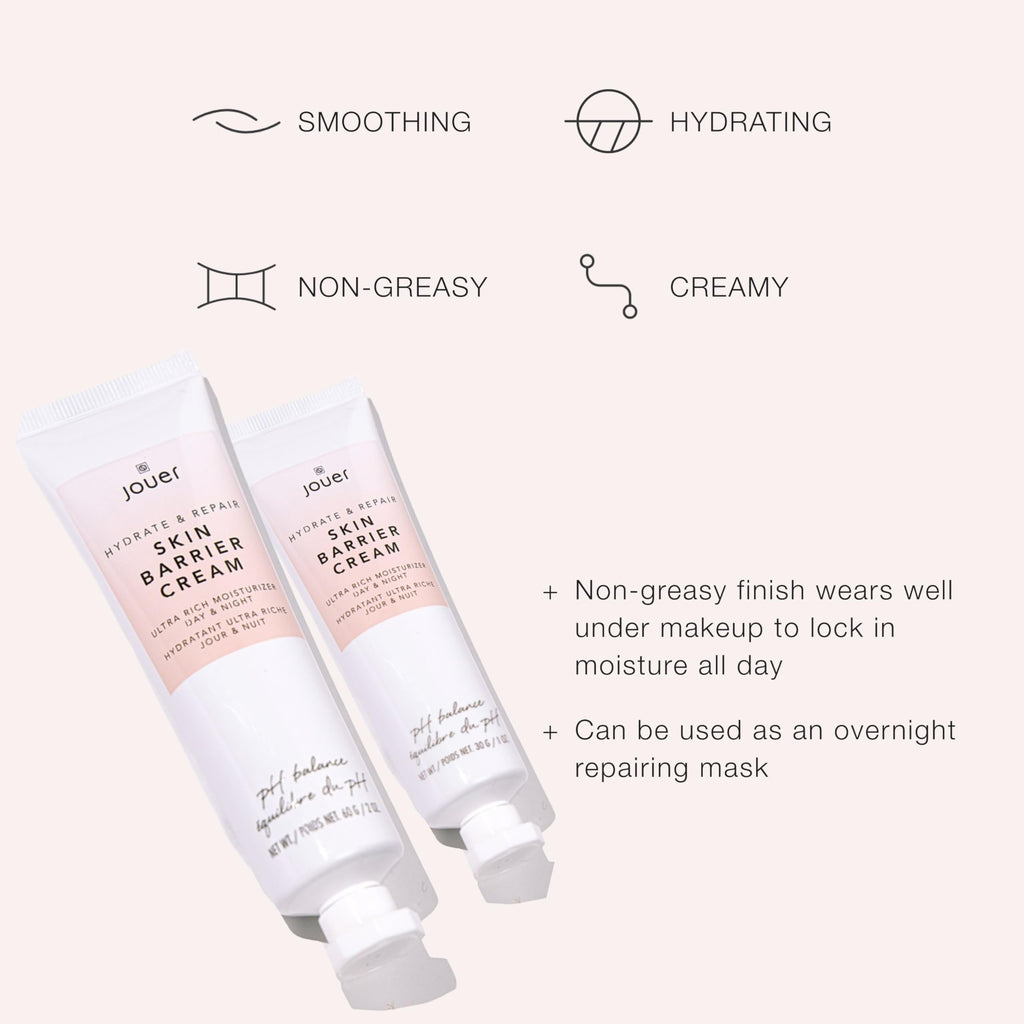Jouer skin barrier repair moisturizer tube texture and formulation showcase
