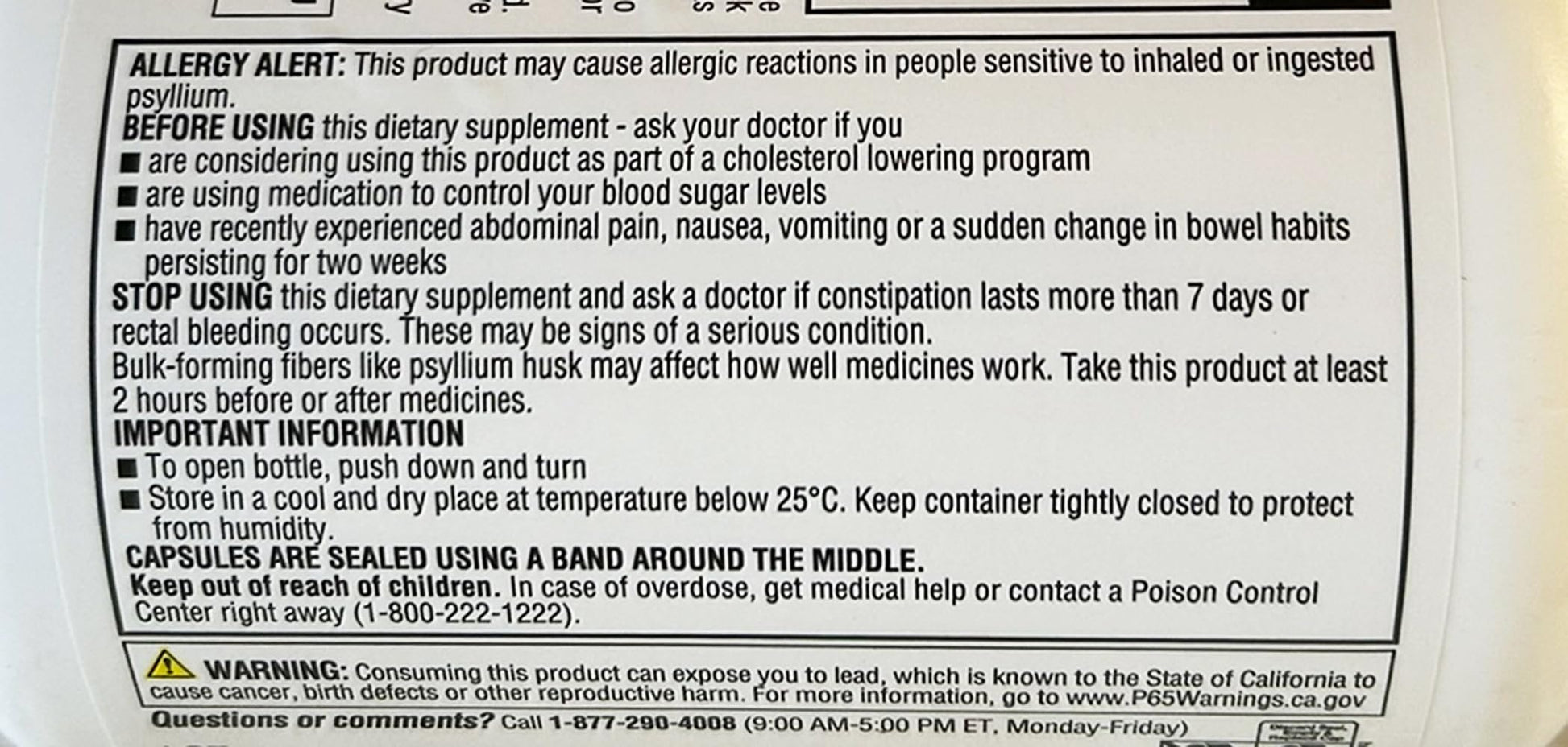 Capsule detail of Members Mark 100 percent natural psyllium husk