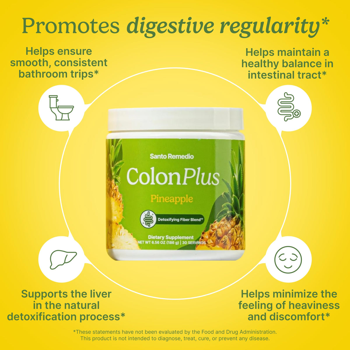 Serving size and directions on Santo Remedio Colon Plus container