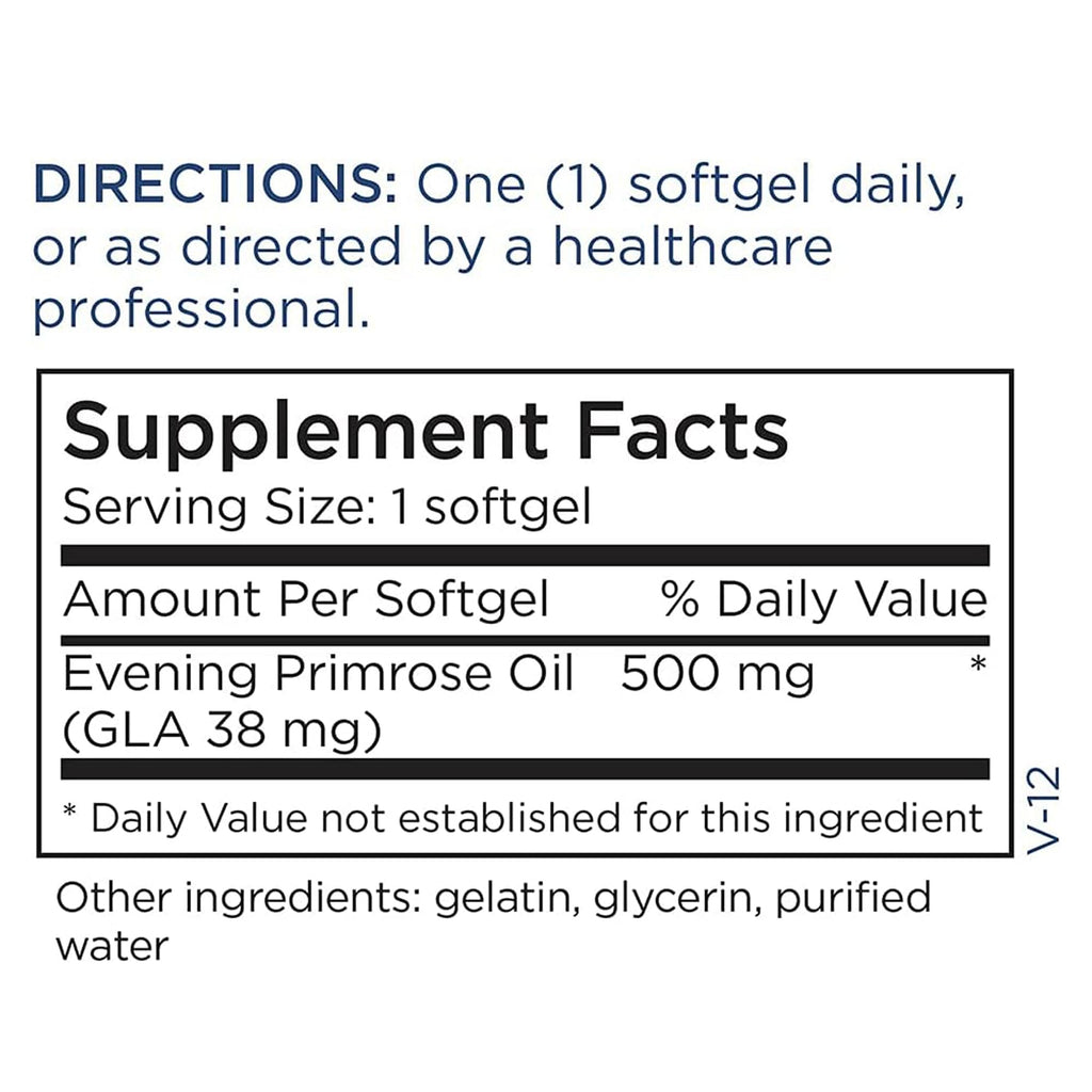 Metabolic Maintenance Evening Primrose Oil softgels formulation showing clean ingredients list with zero added fillers