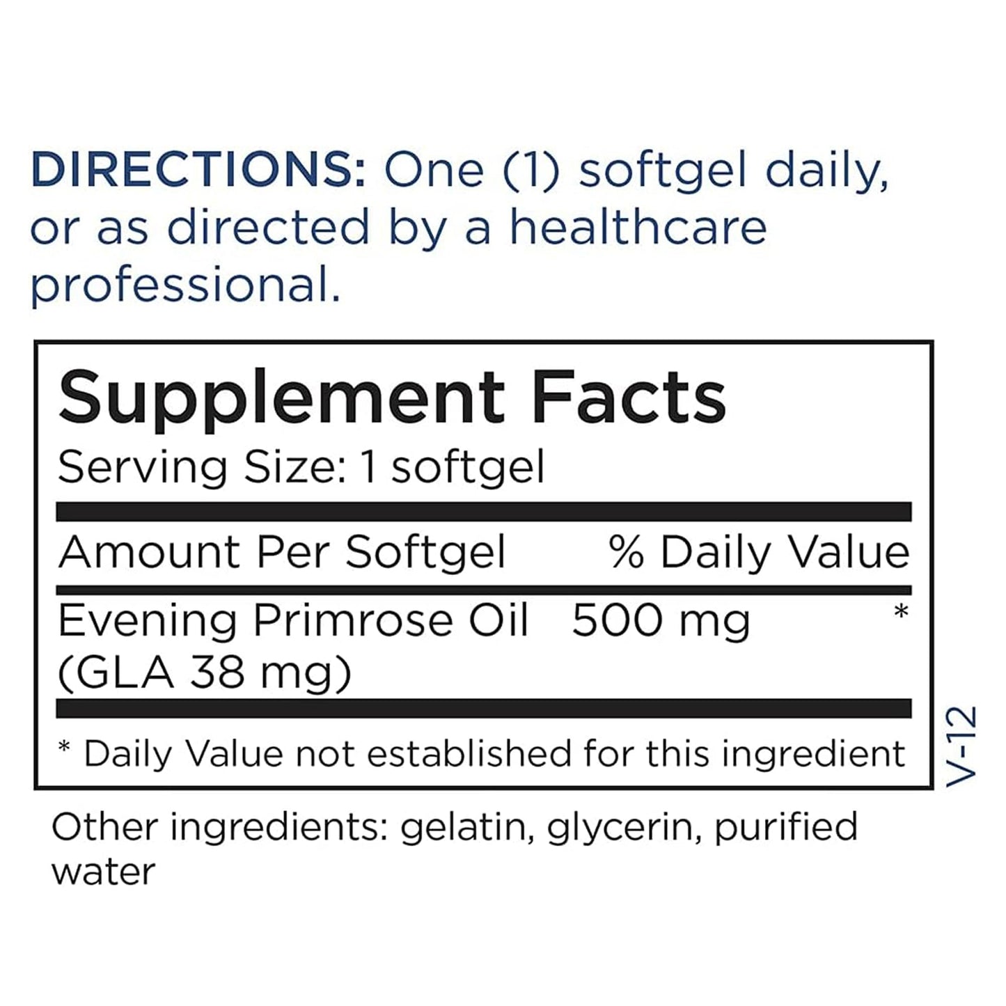 Metabolic Maintenance Evening Primrose Oil softgels formulation showing clean ingredients list with zero added fillers
