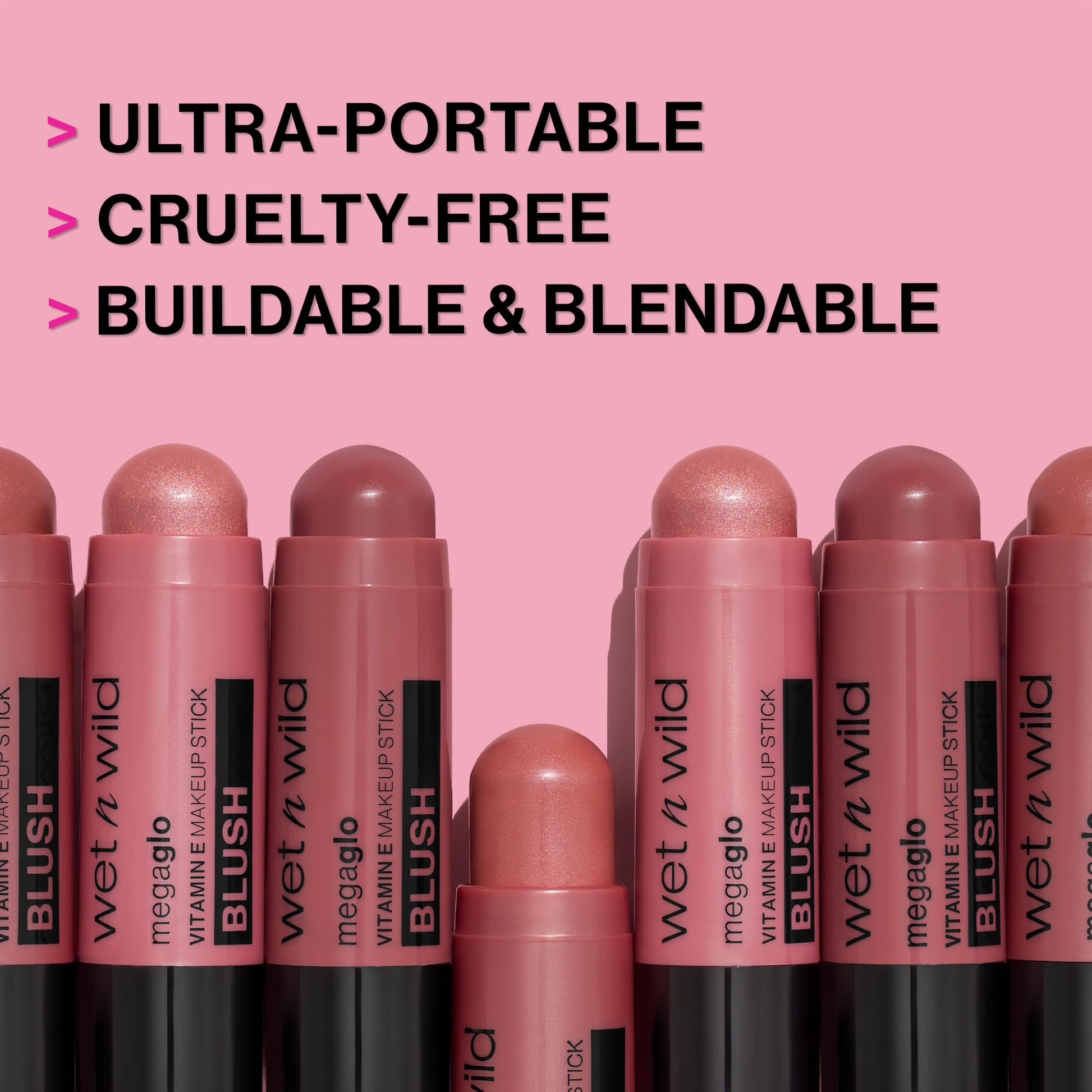 Satin finish pink cream blush stick on an isolated studio background