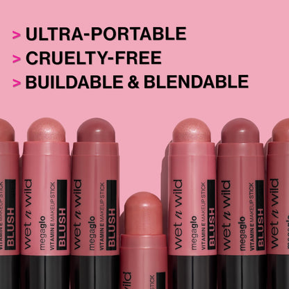 Satin finish pink cream blush stick on an isolated studio background