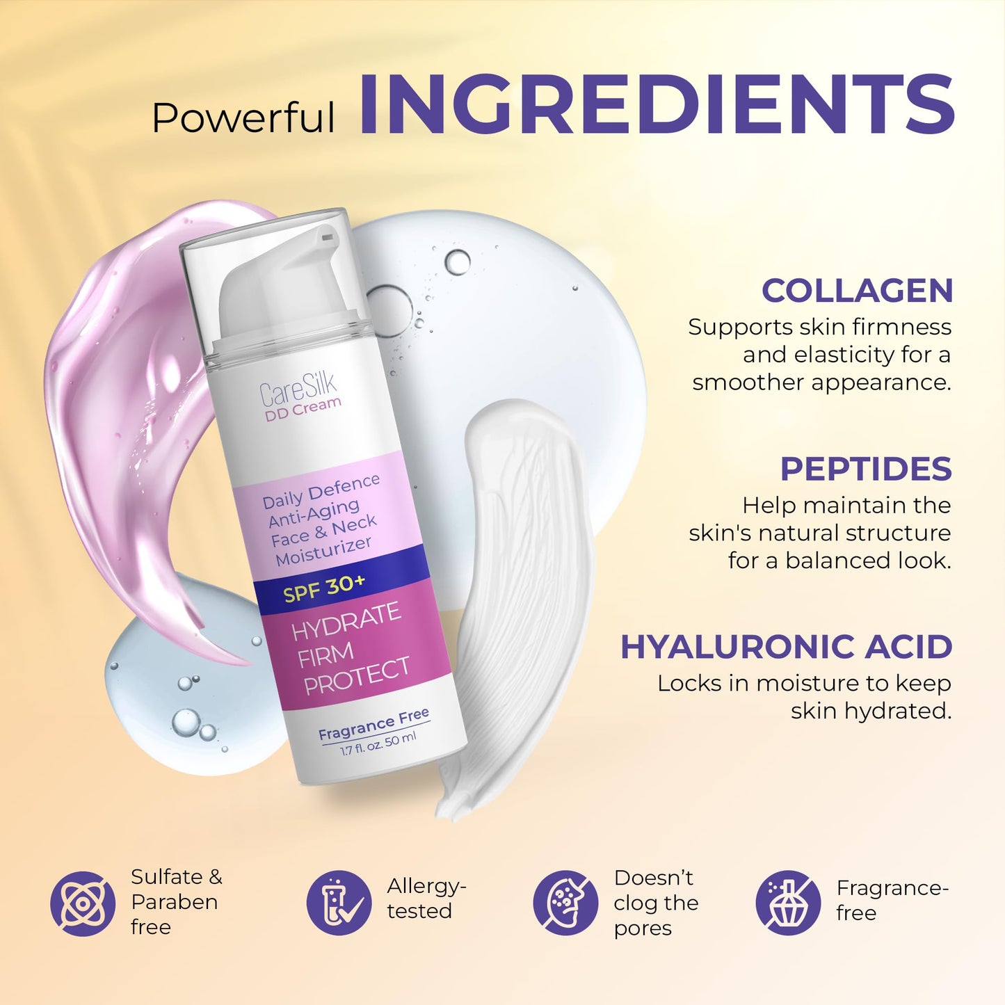 Lightweight fragrance free mineral cream being dispensed for daily facial sun protection.