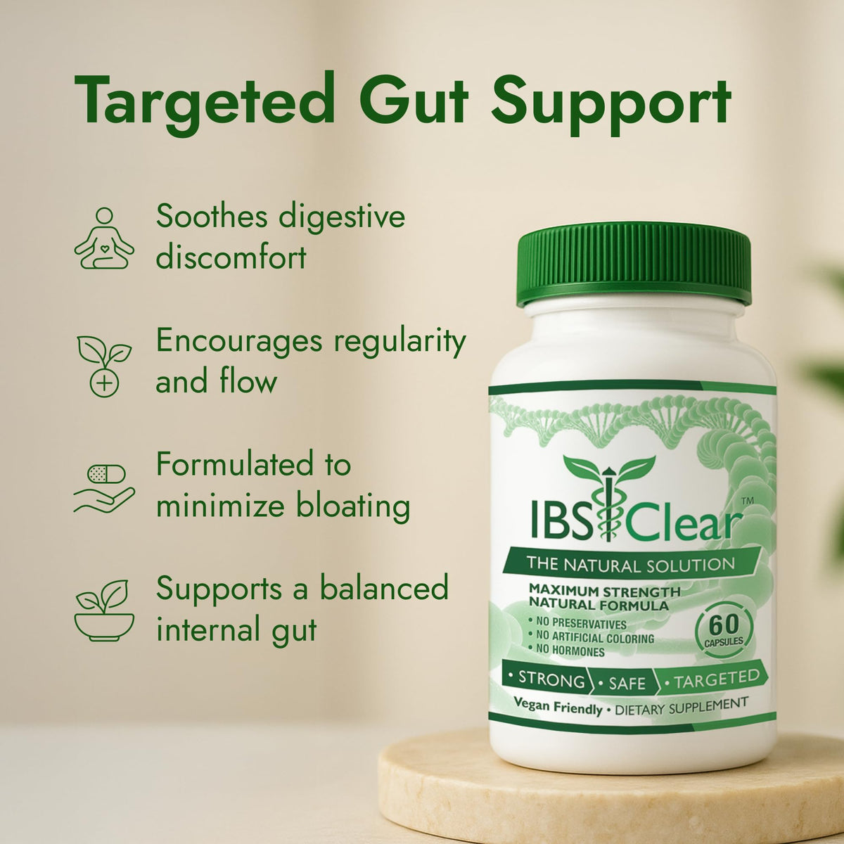 Back of IBS Clear bottle showing ingredient list and supplement facts