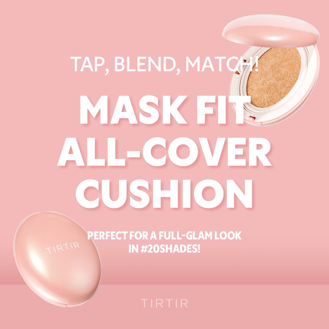 Open pink TIRTIR cushion makeup compact showcasing the internal mirror and foundation sponge
