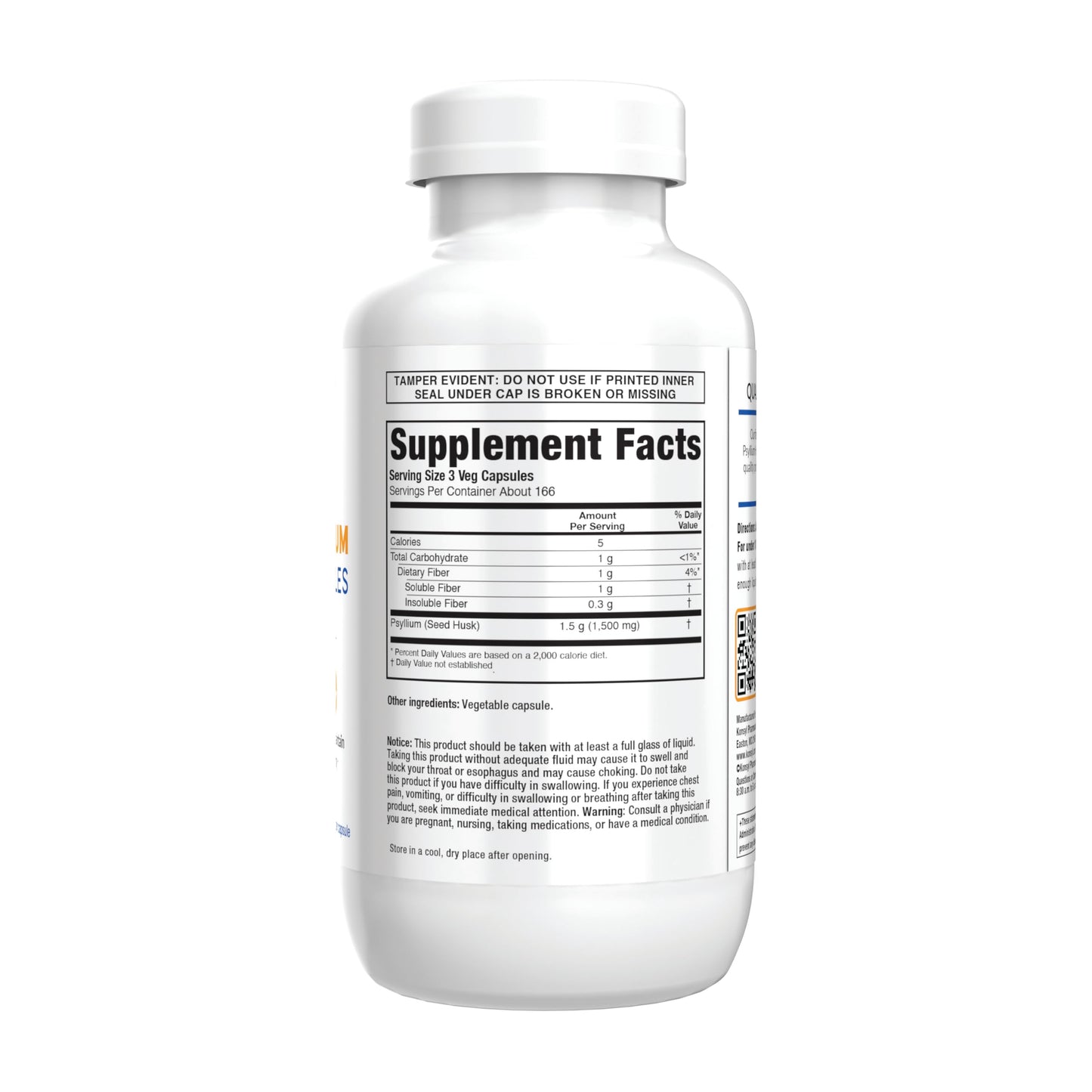 Close up of Konsyl psyllium husk supplement label