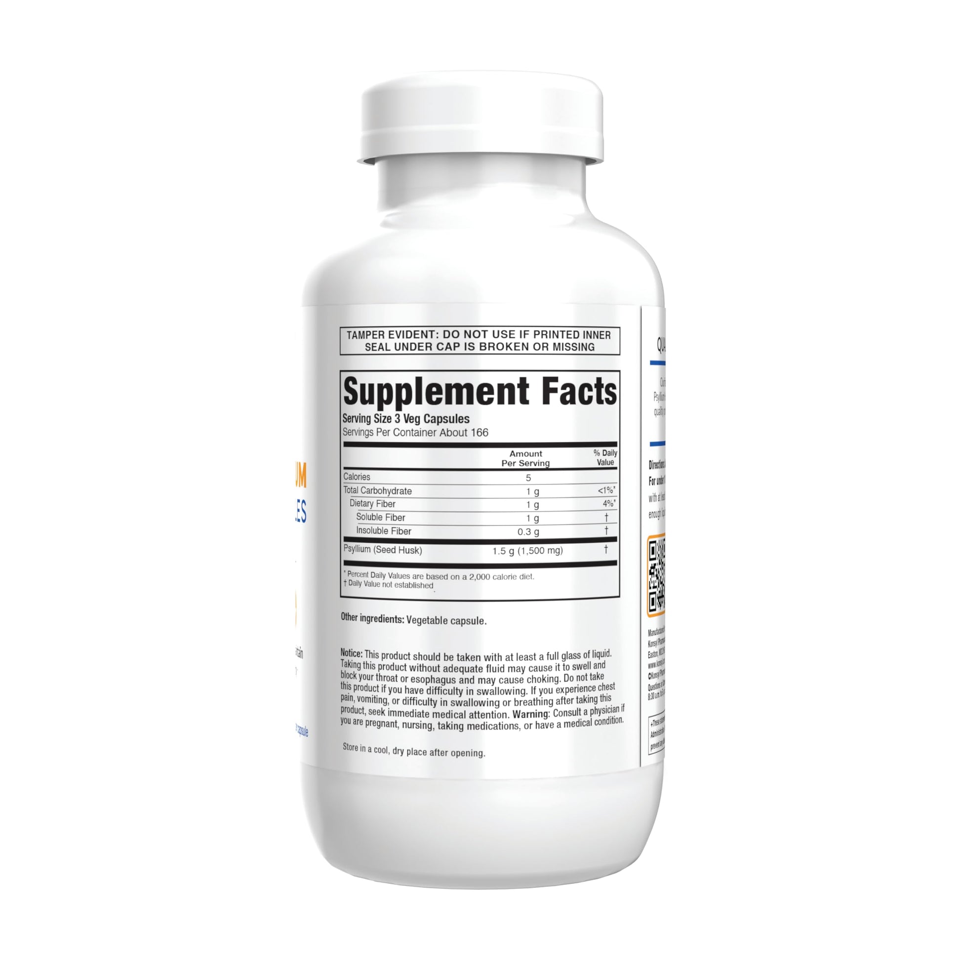 Close up of Konsyl psyllium husk supplement label