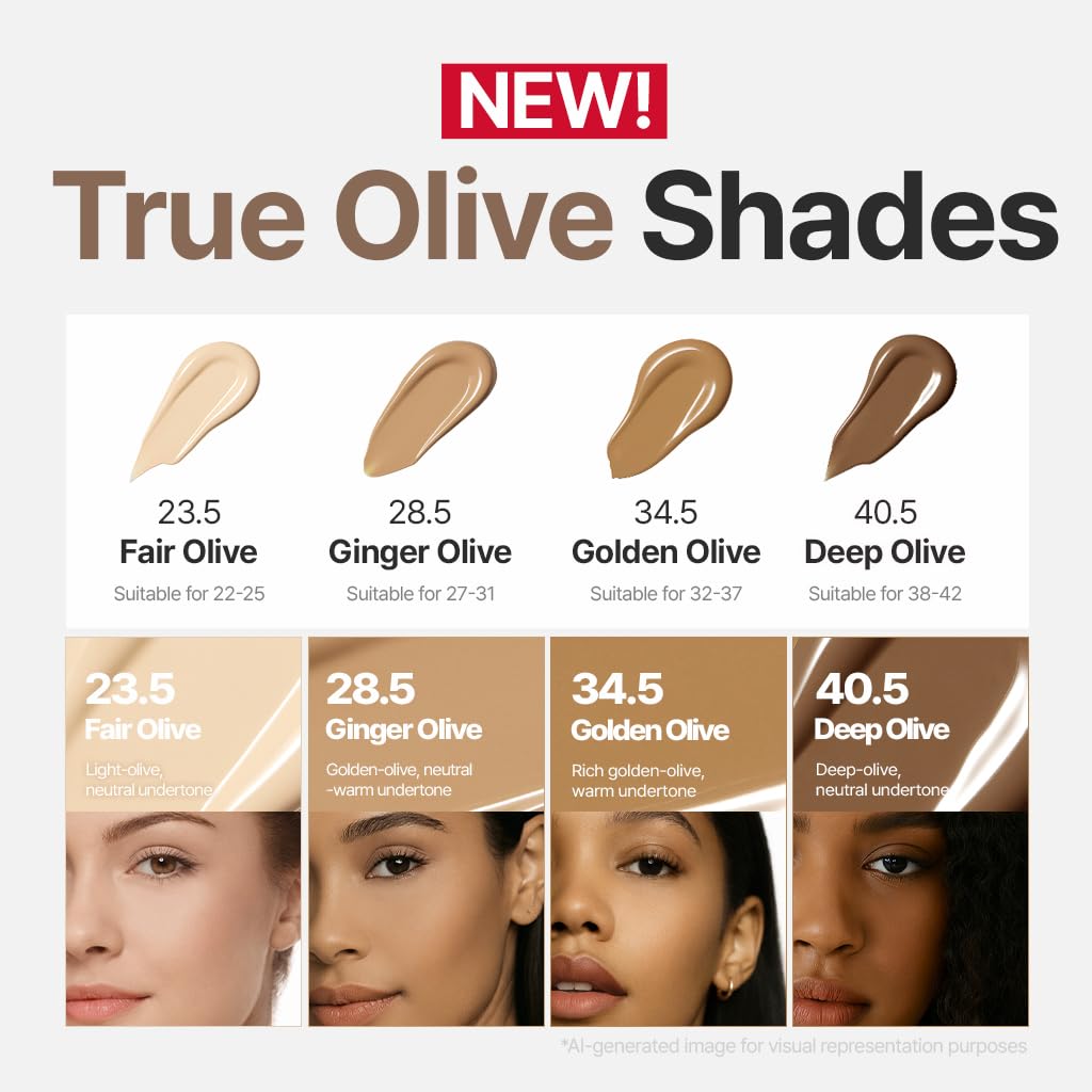 Espoir Ginger Olive foundation cushion shade 28.5 applied on skin