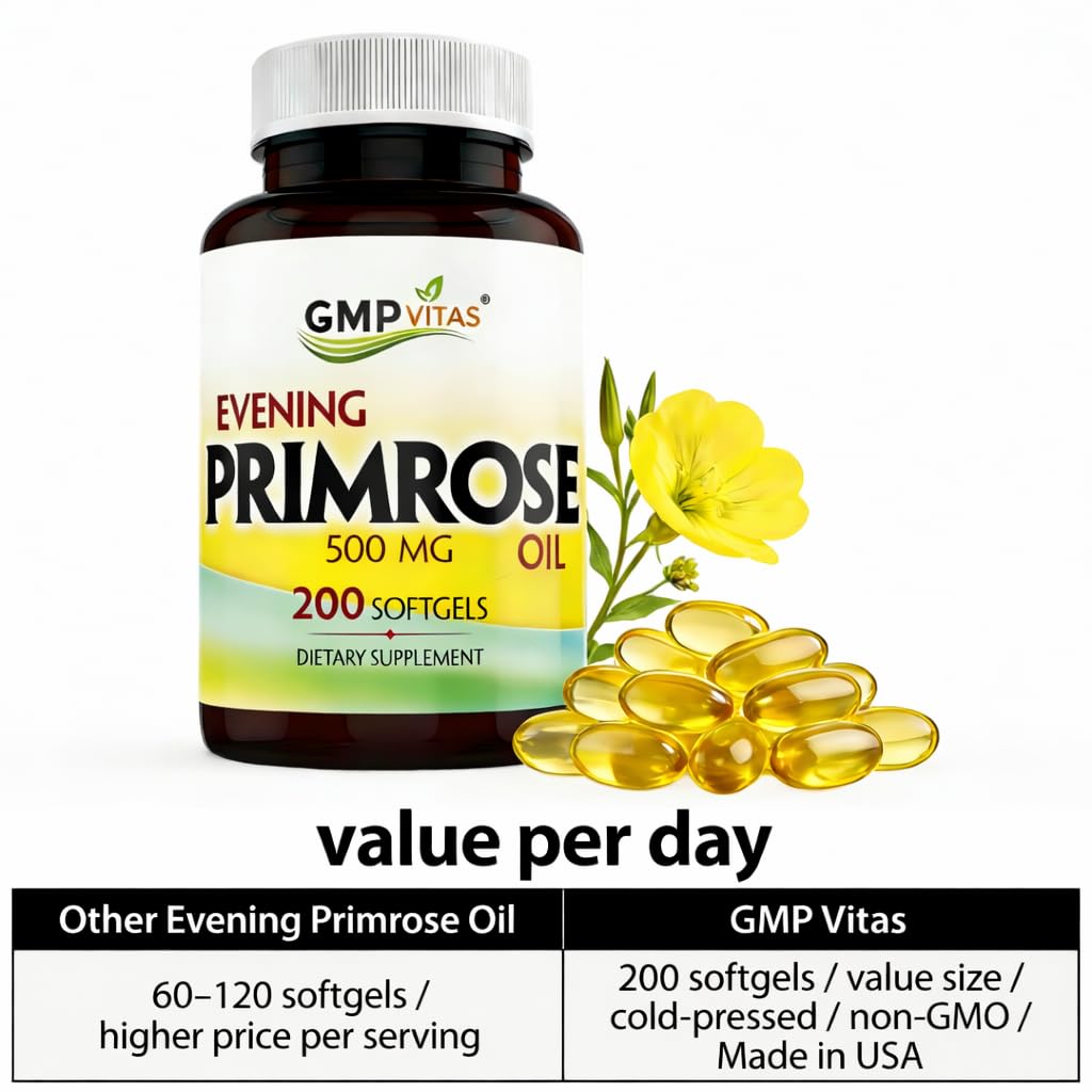 Authentic USA imported evening primrose oil capsules isolated on white background