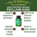 Peak Performance organic fiber supplement bottle label details