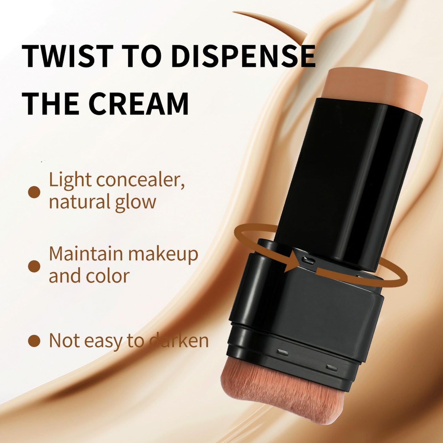 Close up view of the built in M shaped applicator brush on the Vienflona face contouring stick