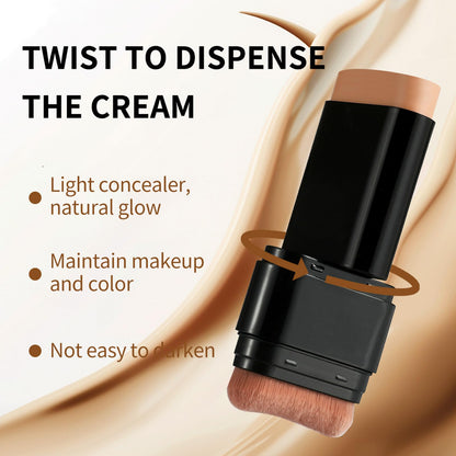 Close up view of the built in M shaped applicator brush on the Vienflona face contouring stick