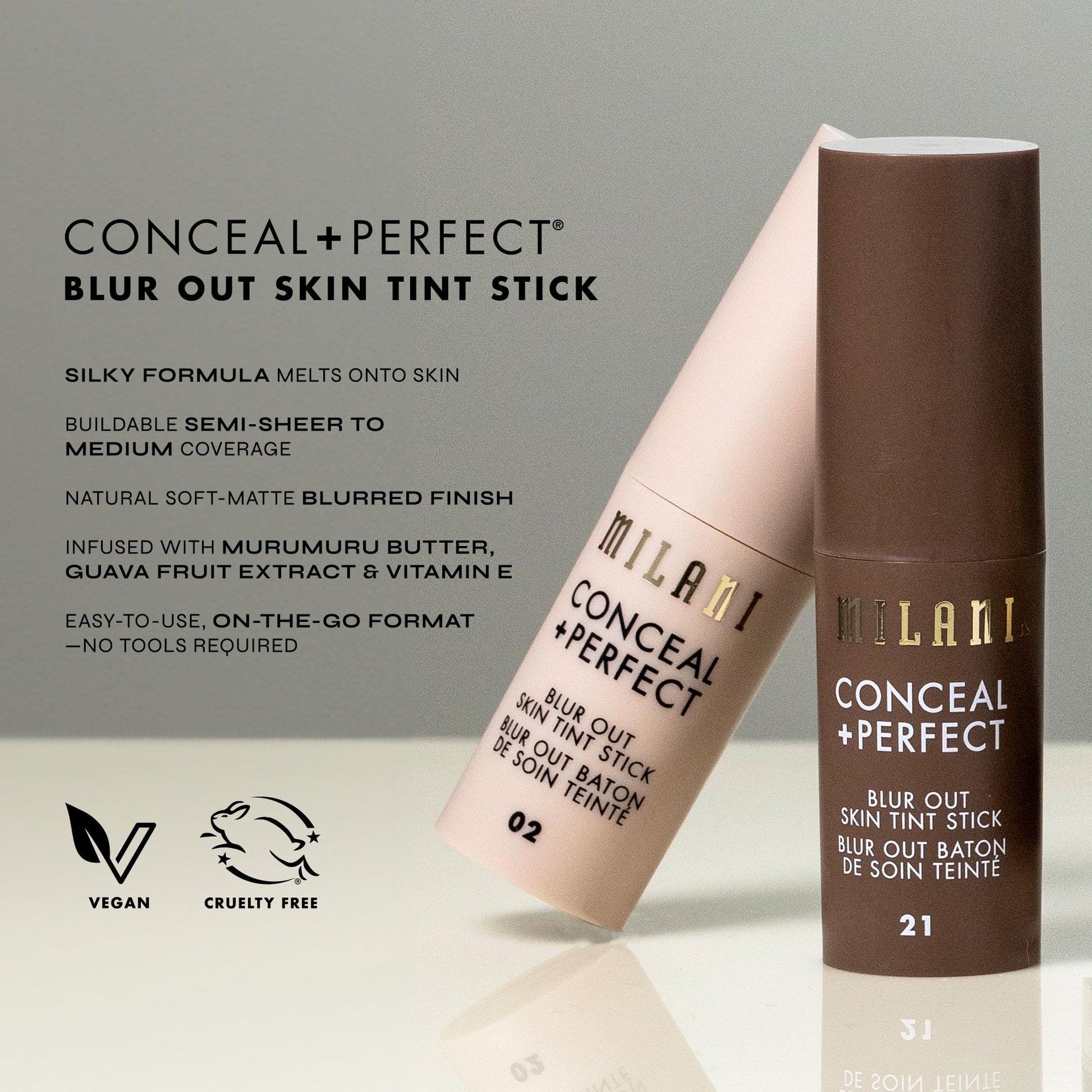 Milani vegan cruelty free complexion stick application angle