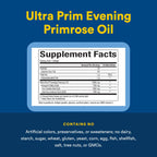 Cold pressed evening primrose oil 1000mg dietary supplement packaging showing authenticity details