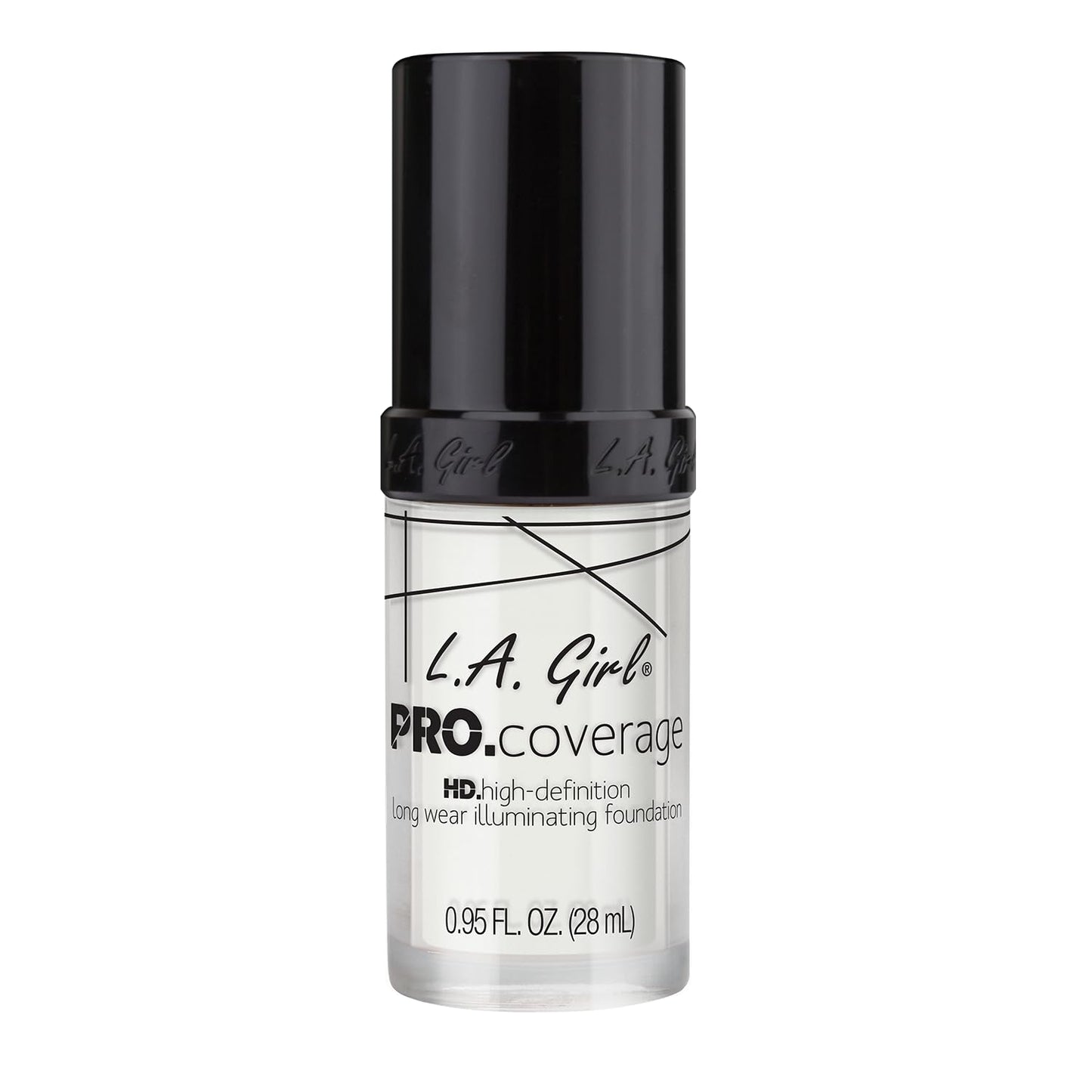 L.A. Girl high definition white mixing foundation container showing pump dispenser