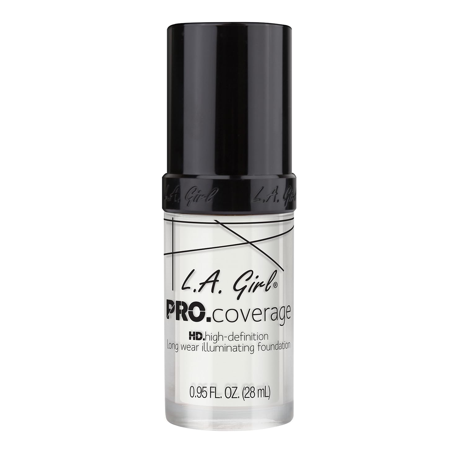 L.A. Girl high definition white mixing foundation container showing pump dispenser