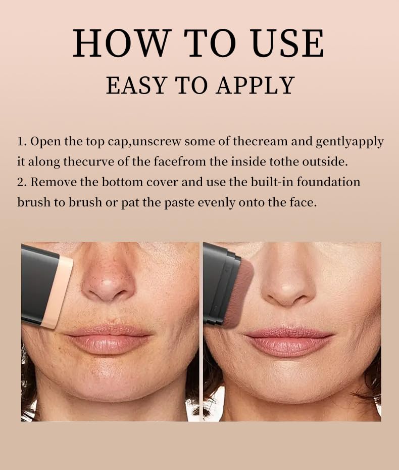 Demonstration of face contouring using the Vienflona dual ended makeup stick and integrated blending tool