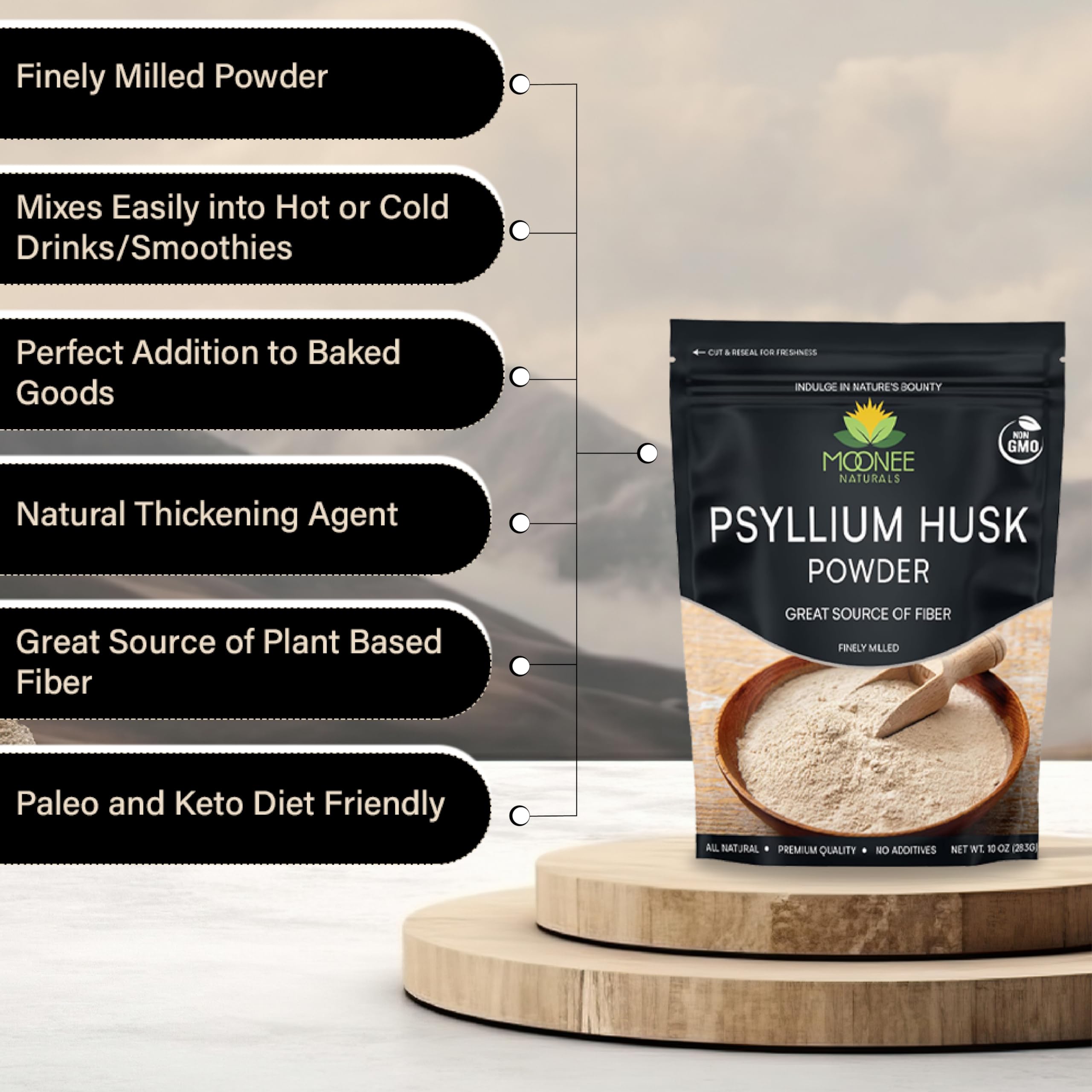 Moonee Naturals 10 Ounce fiber supplement packaging