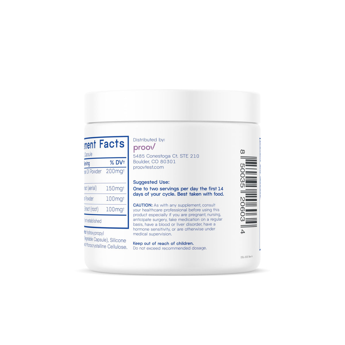 Proov Boost 30 capsules container for daily female hormonal wellness track