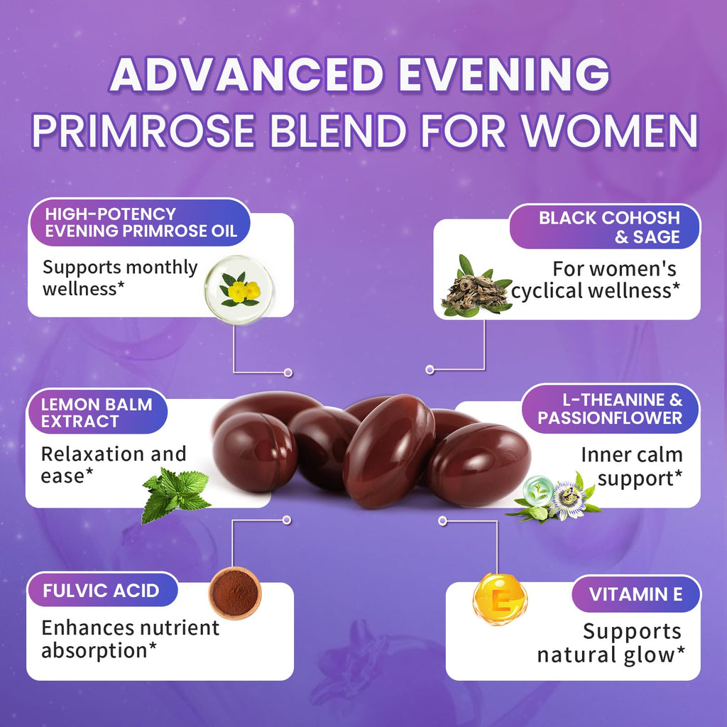 Lukaree evening primrose oil complex softgels dietary supplement for skin and immune health