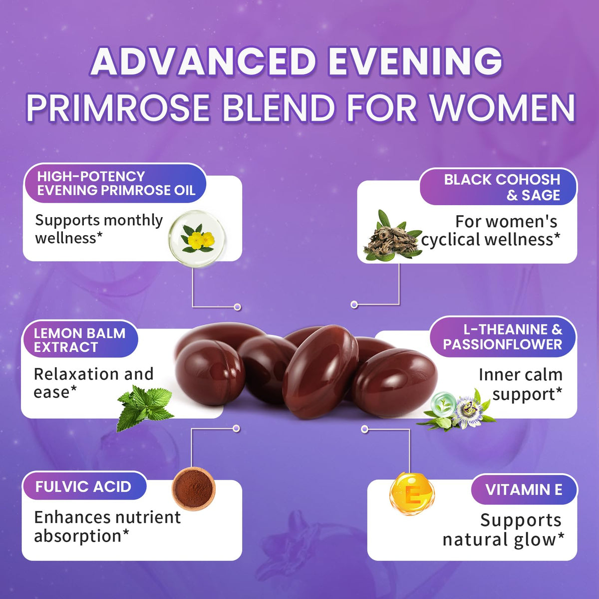 Lukaree evening primrose oil complex softgels dietary supplement for skin and immune health