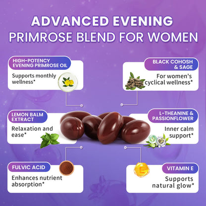 Lukaree evening primrose oil complex softgels dietary supplement for skin and immune health