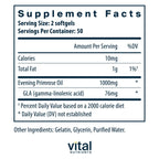 Vital Nutrients Evening Primrose Oil cold pressed supplement facts label details