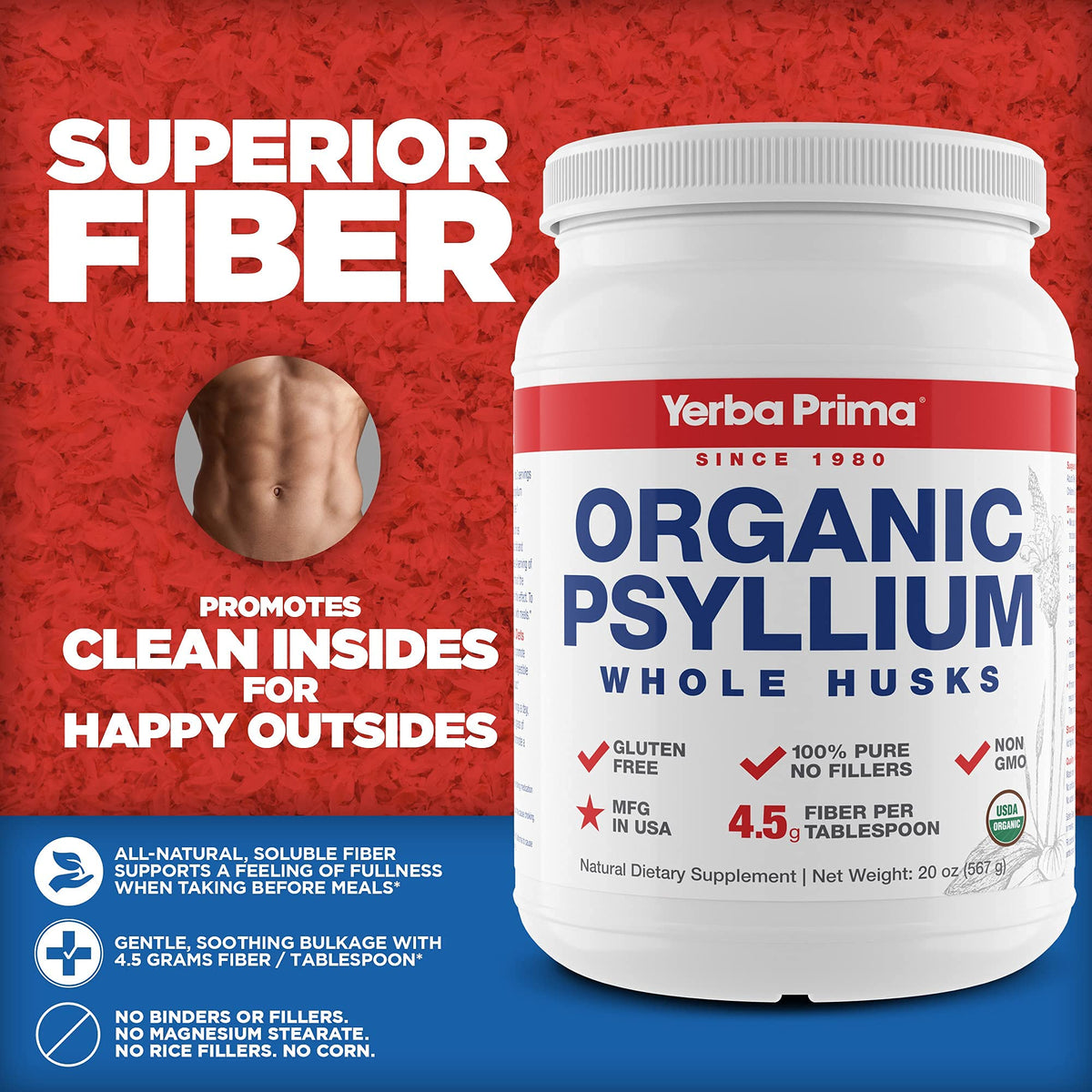 Serving size information on Yerba Prima Psyllium container